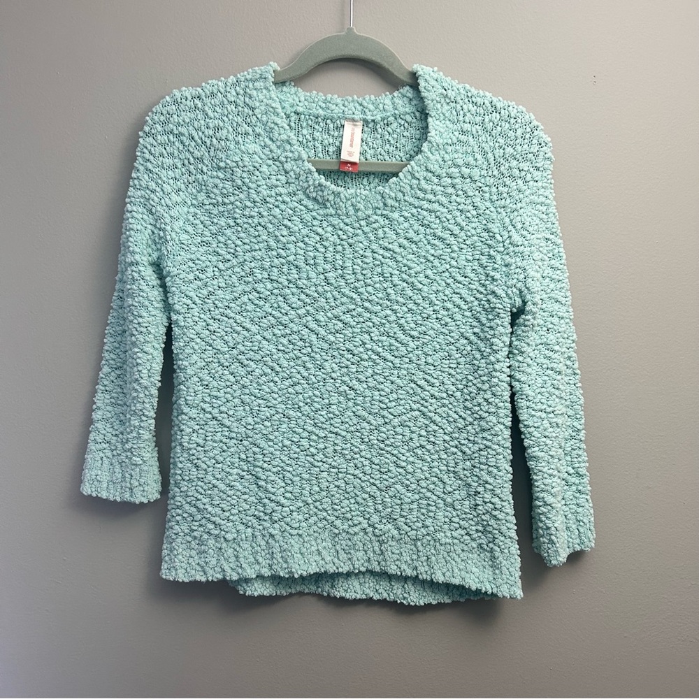 No Boundaries Popcorn Textured Mint Soft Cozy Sweater Sz M